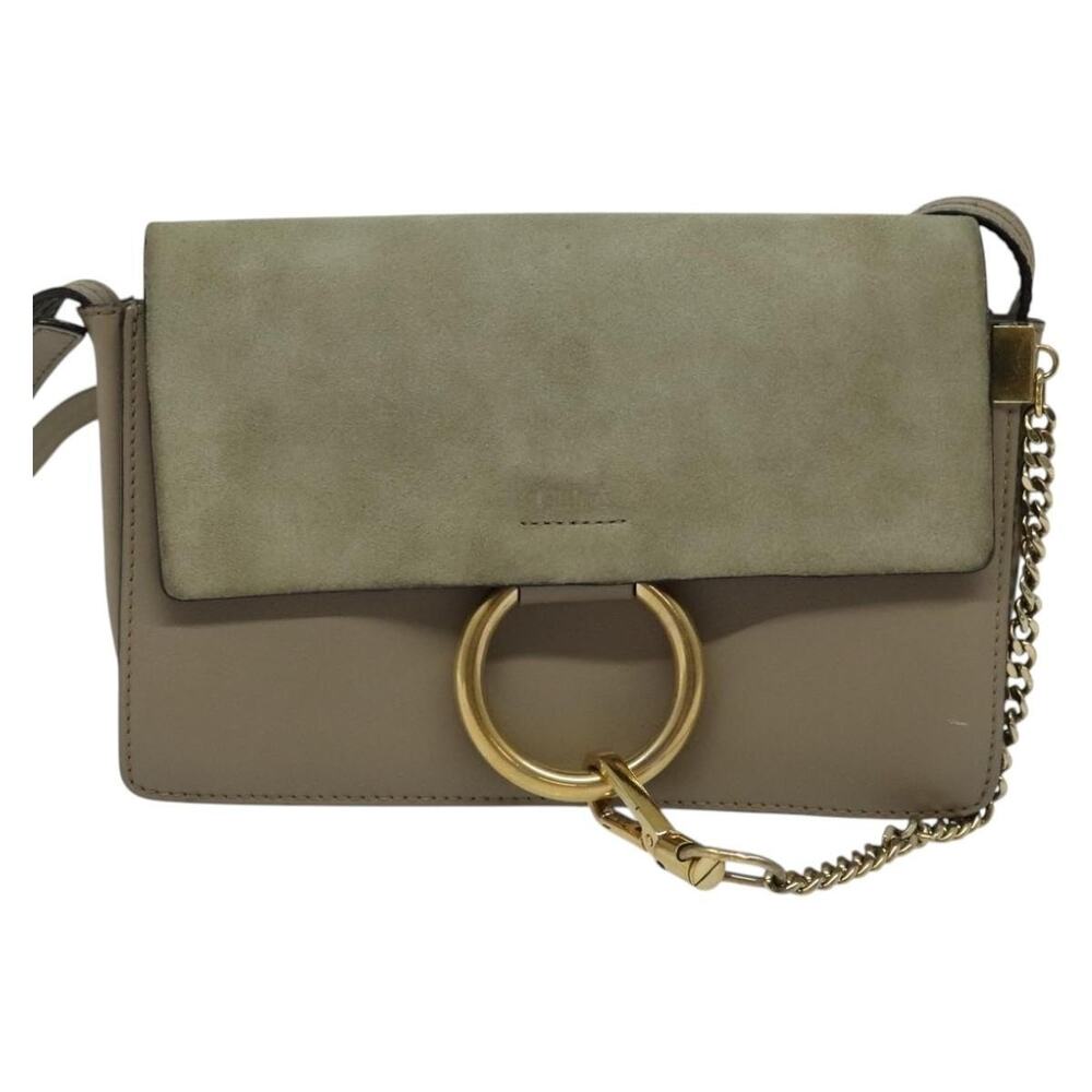 Chloe Suede Leather Fay Shoulder Bag Gray
